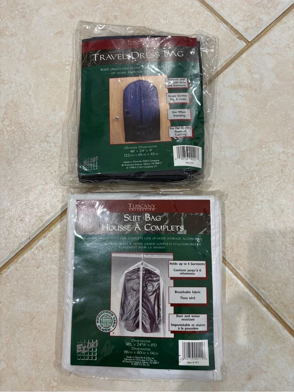 Tuscany Collection Suit & Travel Dress Bags - Black & White